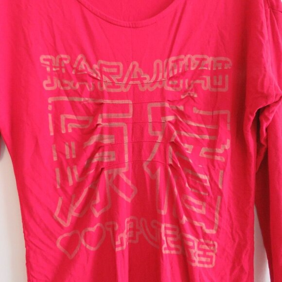 VINTAGE Y2K HARAJUKU LOVERS Red Stretch Logo Ruched Tunic Dress - Size L - Picture 3 of 14